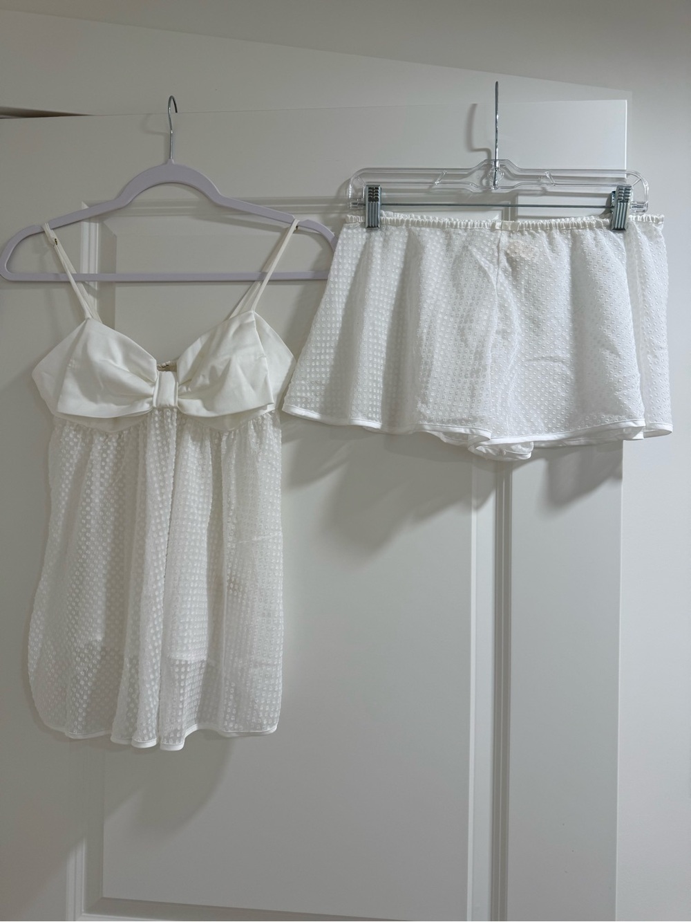 kate spade White Sheer Dotted Babydoll Top & Shorts Set